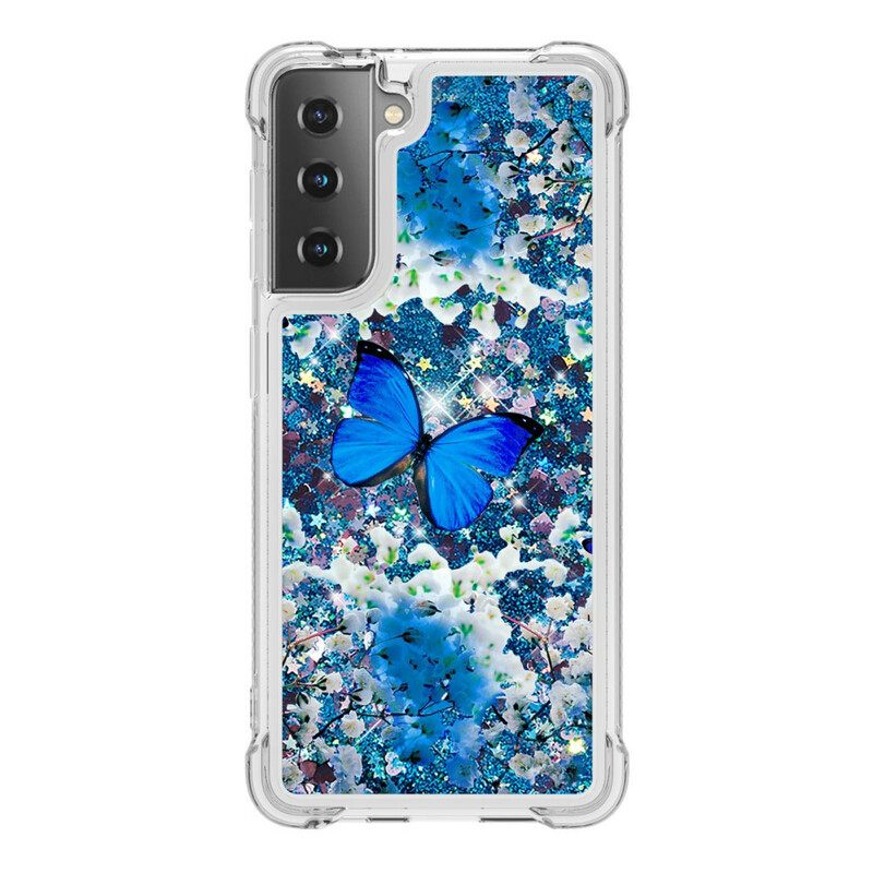 θηκη κινητου Samsung Galaxy S21 5G Glitter Blue Butterflies