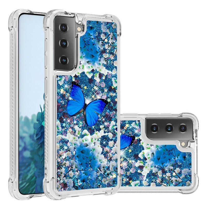 θηκη κινητου Samsung Galaxy S21 5G Glitter Blue Butterflies