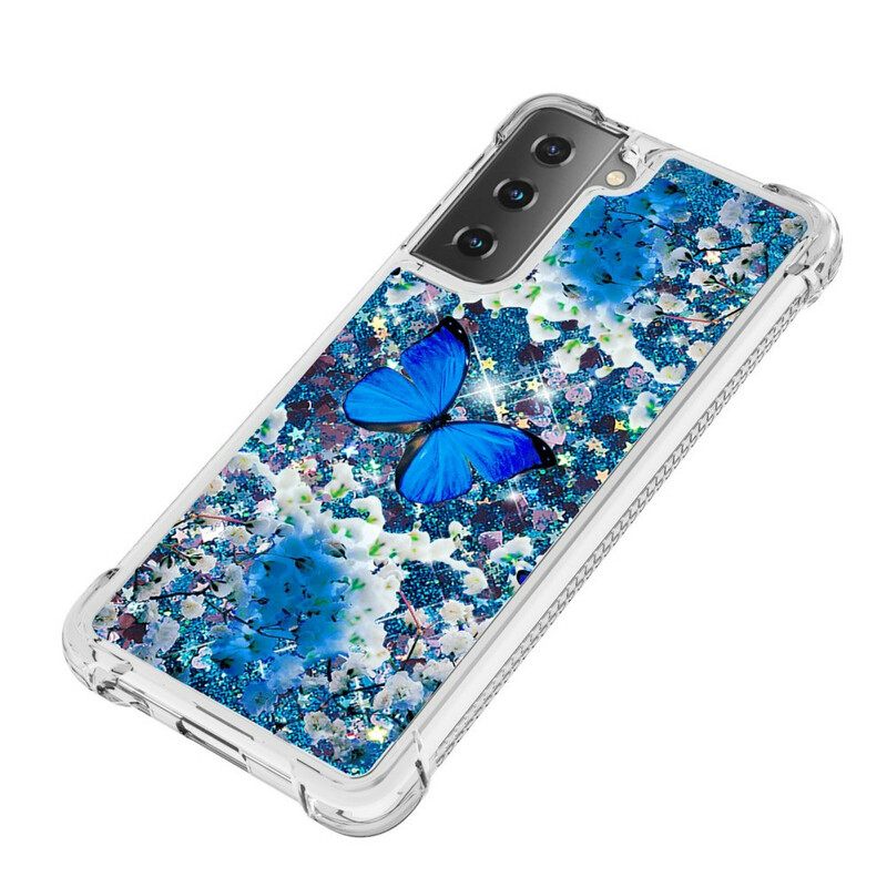 θηκη κινητου Samsung Galaxy S21 5G Glitter Blue Butterflies