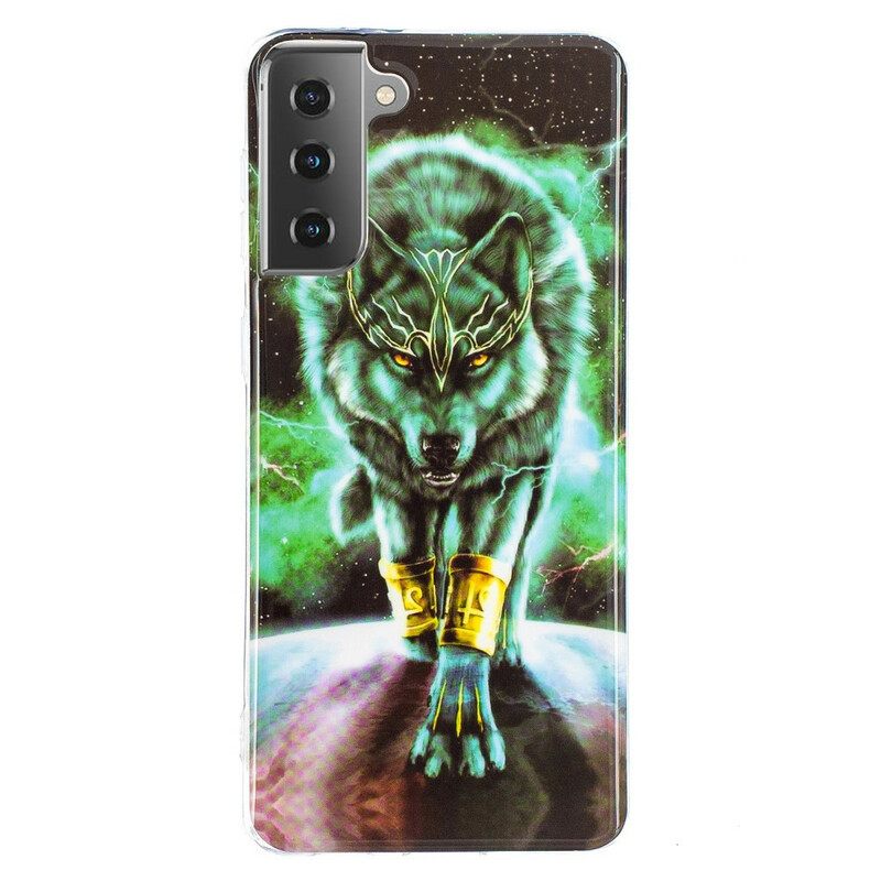 Θήκη Samsung Galaxy S21 5G Σειρά Fluorescent Wolf