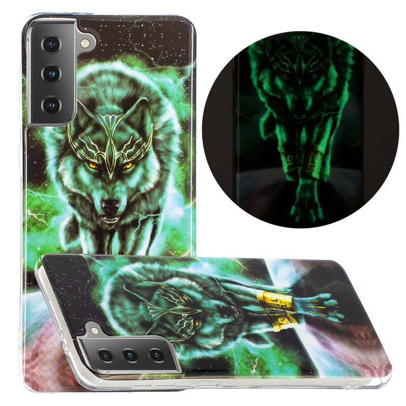 Θήκη Samsung Galaxy S21 5G Σειρά Fluorescent Wolf