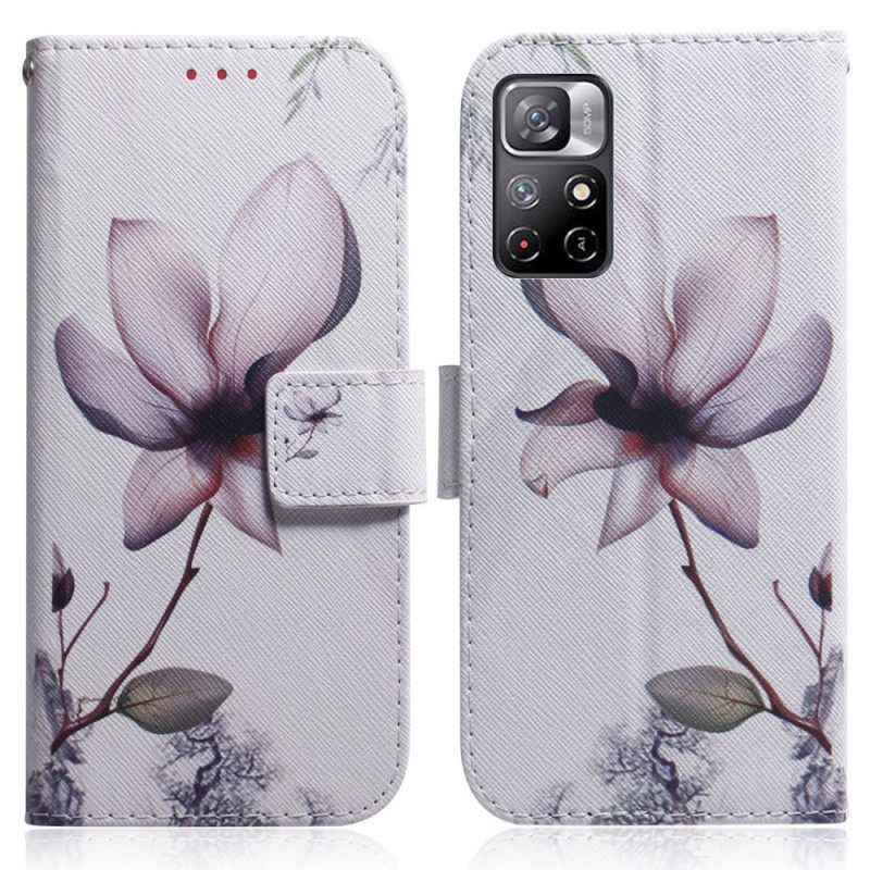 δερματινη θηκη Poco M4 Pro 5G Dusty Pink Flower