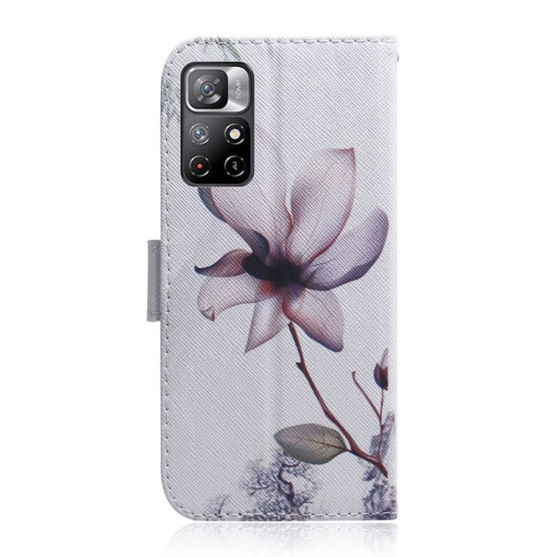 δερματινη θηκη Poco M4 Pro 5G Dusty Pink Flower