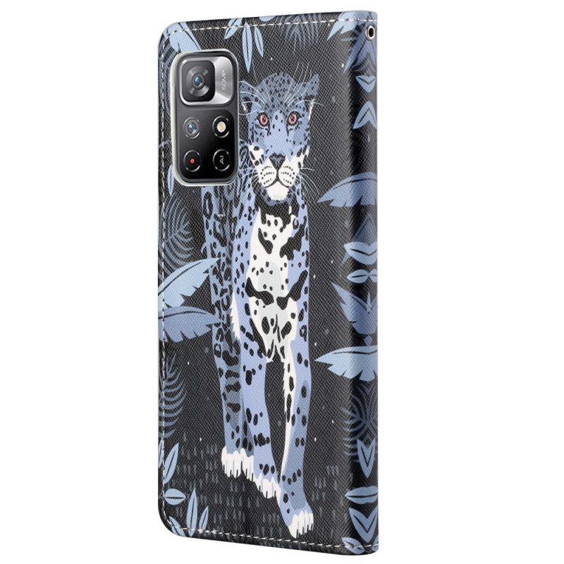 δερματινη θηκη Poco M4 Pro 5G με κορδονι Strappy Leopard