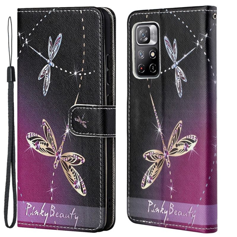 Κάλυμμα Poco M4 Pro 5G με κορδονι Strappy Dragonflies