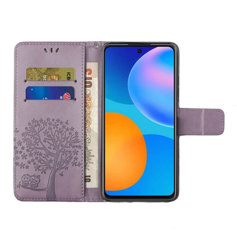 Κάλυμμα Samsung Galaxy A52 4G / A52 5G / A52s 5G με κορδονι Δέντρο Και Κουκουβάγιες