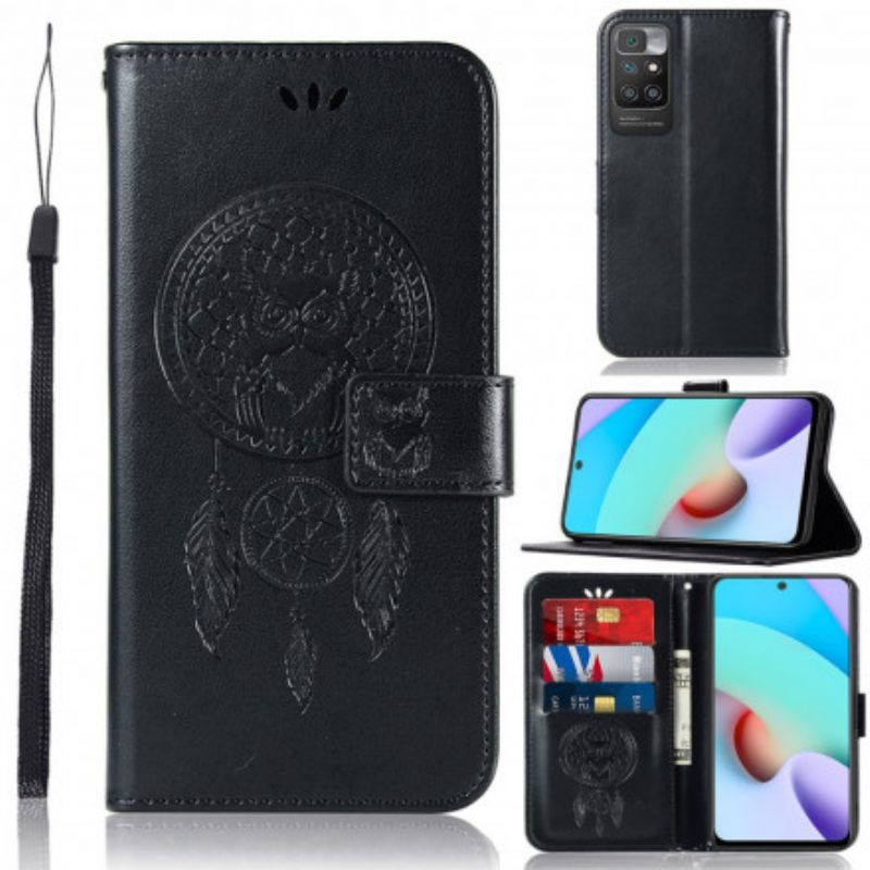 δερματινη θηκη Xiaomi Redmi 10 Δερμάτινο Εφέ Dreamcatcher Owl