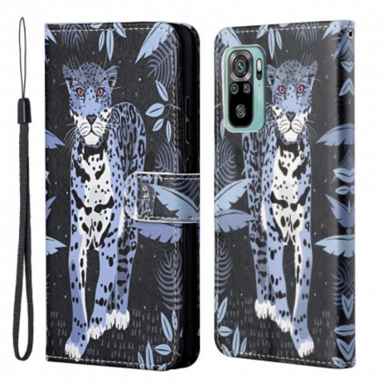 δερματινη θηκη Xiaomi Redmi 10 με κορδονι Strappy Leopard