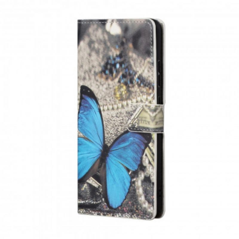 Κάλυμμα Xiaomi Redmi 10 με κορδονι Blue Strappy Butterfly