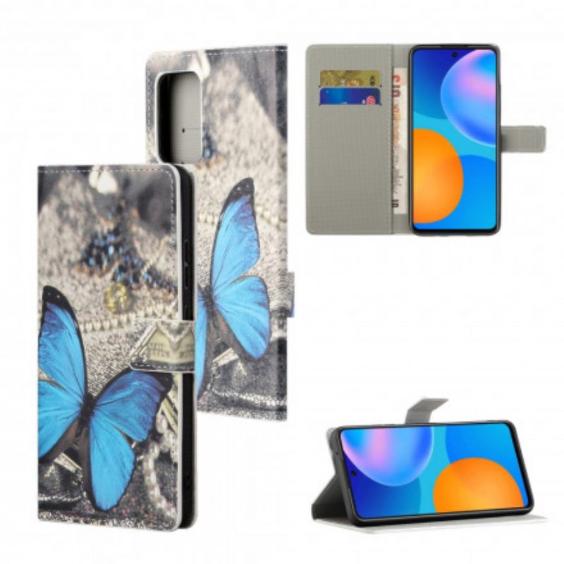 Κάλυμμα Xiaomi Redmi 10 με κορδονι Blue Strappy Butterfly