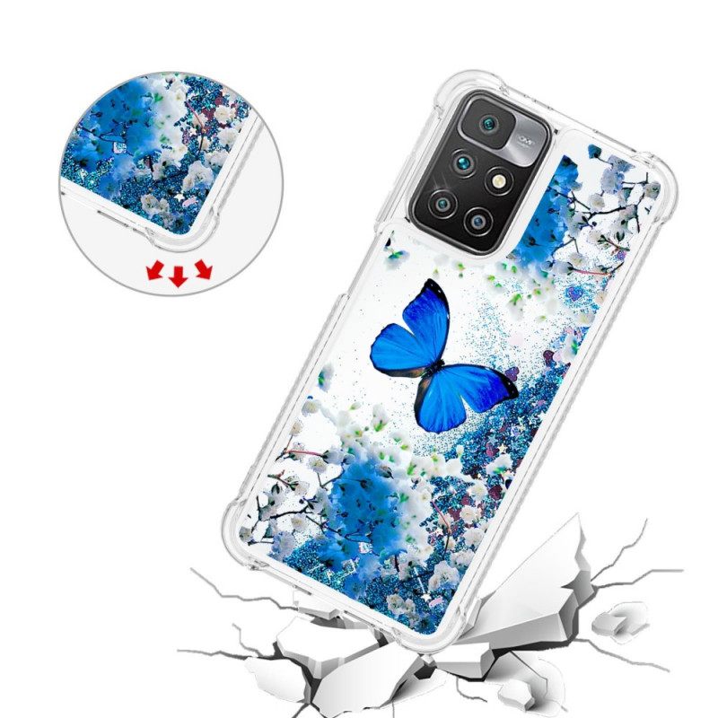 θηκη κινητου Xiaomi Redmi 10 Glitter Blue Butterflies