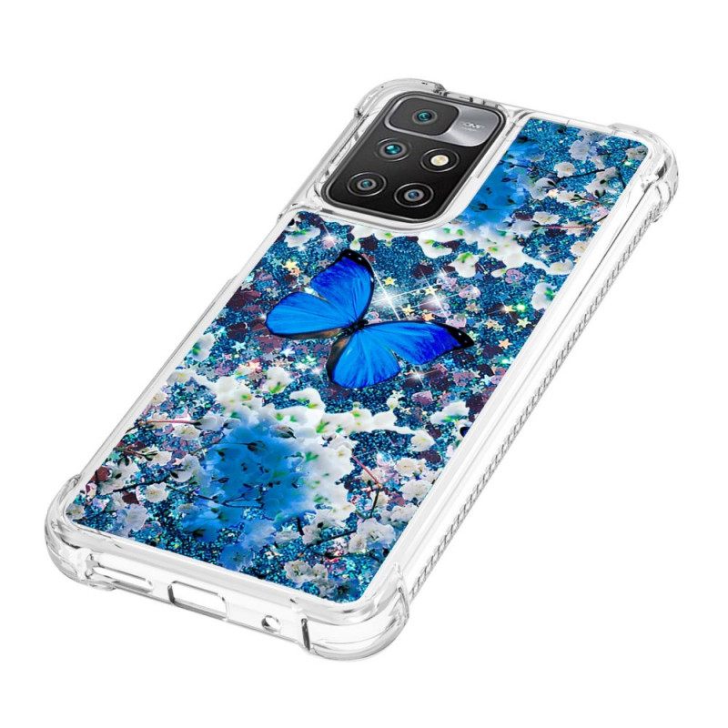 θηκη κινητου Xiaomi Redmi 10 Glitter Blue Butterflies