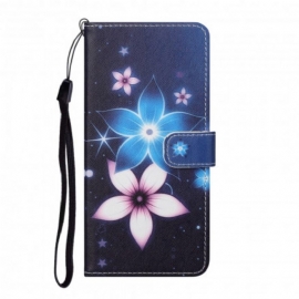 δερματινη θηκη Samsung Galaxy A32 4G με κορδονι Lunar Strap Flowers