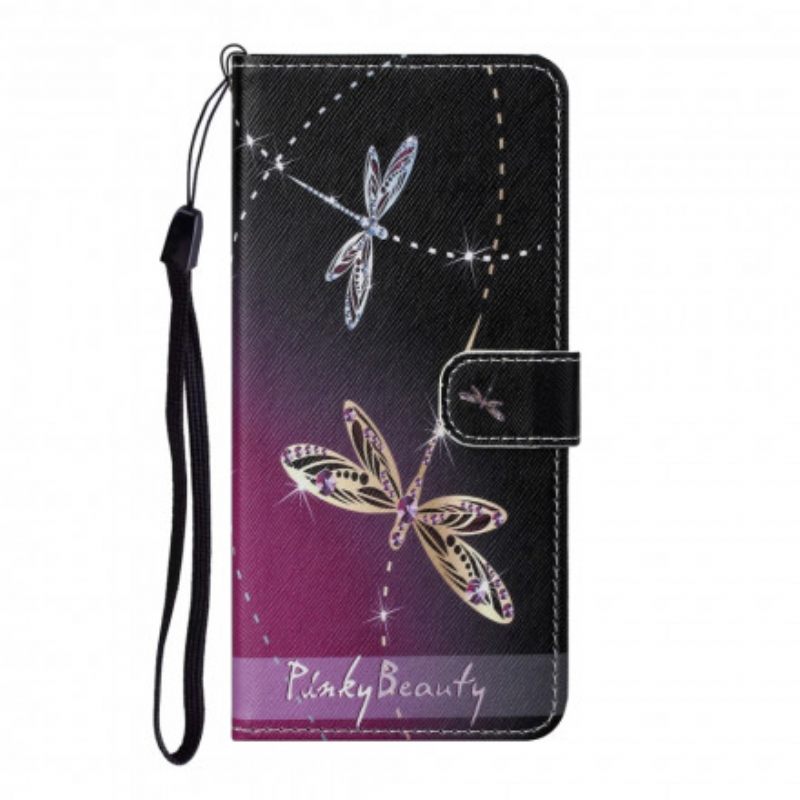 δερματινη θηκη Samsung Galaxy A32 4G με κορδονι Strappy Dragonflies