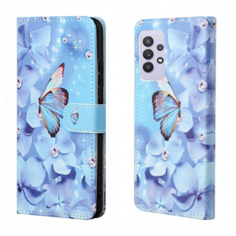 Κάλυμμα Samsung Galaxy A32 4G με κορδονι Diamond Strappy Butterflies