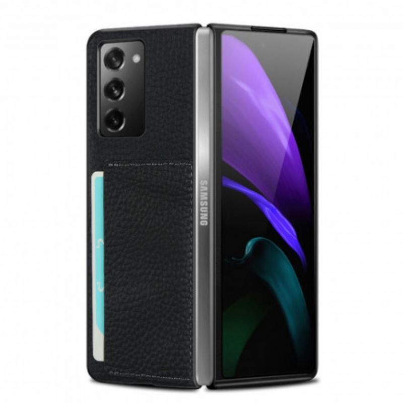 Θήκη Samsung Galaxy Z Fold 2 Γνήσιο Δέρμα Litchi Με Θήκη Για Κάρτες