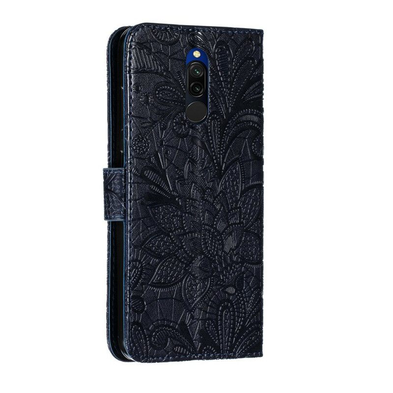 δερματινη θηκη Xiaomi Redmi 8 με κορδονι Tribal Strap Flowers