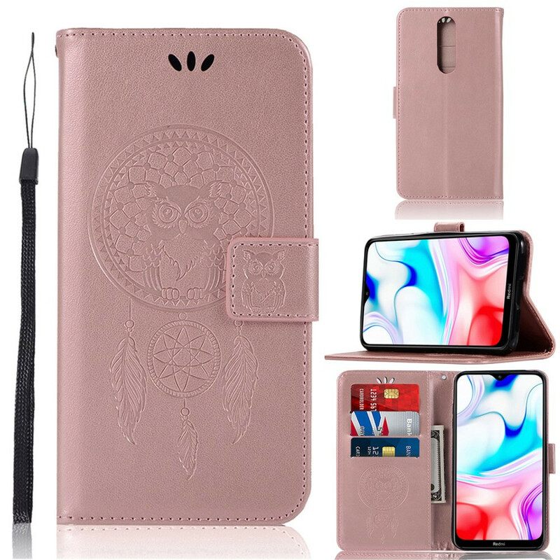 Κάλυμμα Xiaomi Redmi 8 Δερμάτινο Εφέ Dreamcatcher Owl