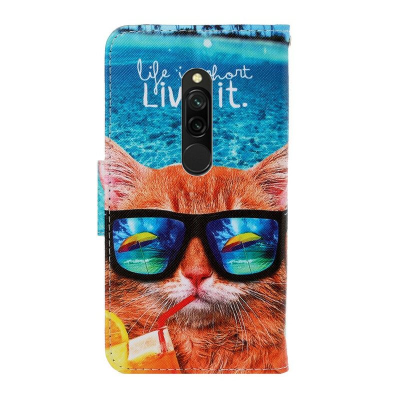 Κάλυμμα Xiaomi Redmi 8 με κορδονι Cat Live It Strappy