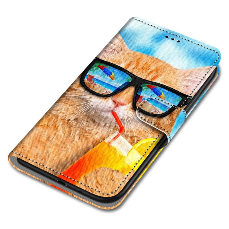 δερματινη θηκη Samsung Galaxy M52 5G Καλοκαιρινή Γάτα