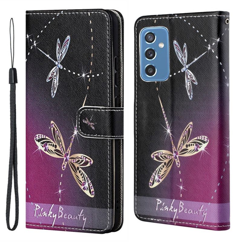 δερματινη θηκη Samsung Galaxy M52 5G με κορδονι Strappy Dragonflies