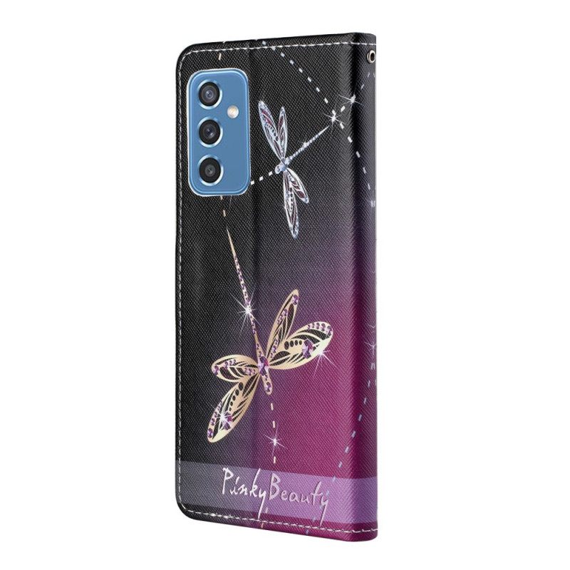 δερματινη θηκη Samsung Galaxy M52 5G με κορδονι Strappy Dragonflies