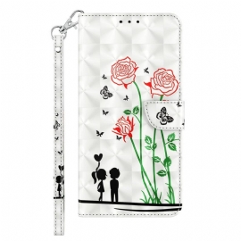 Θήκη Flip iPhone 14 με κορδονι Dandelions Love With Strap