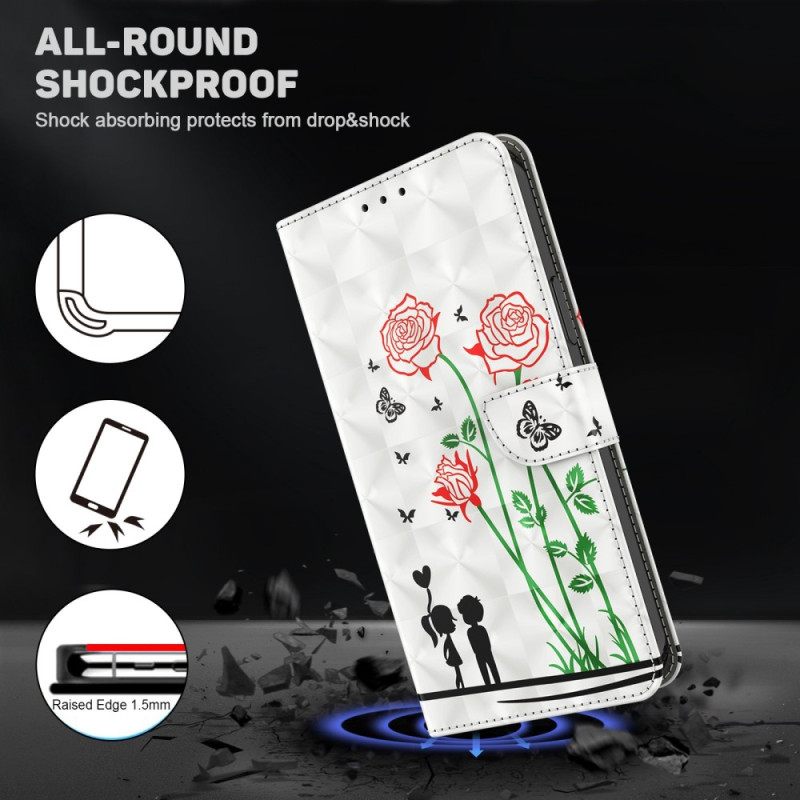 Θήκη Flip iPhone 14 με κορδονι Dandelions Love With Strap