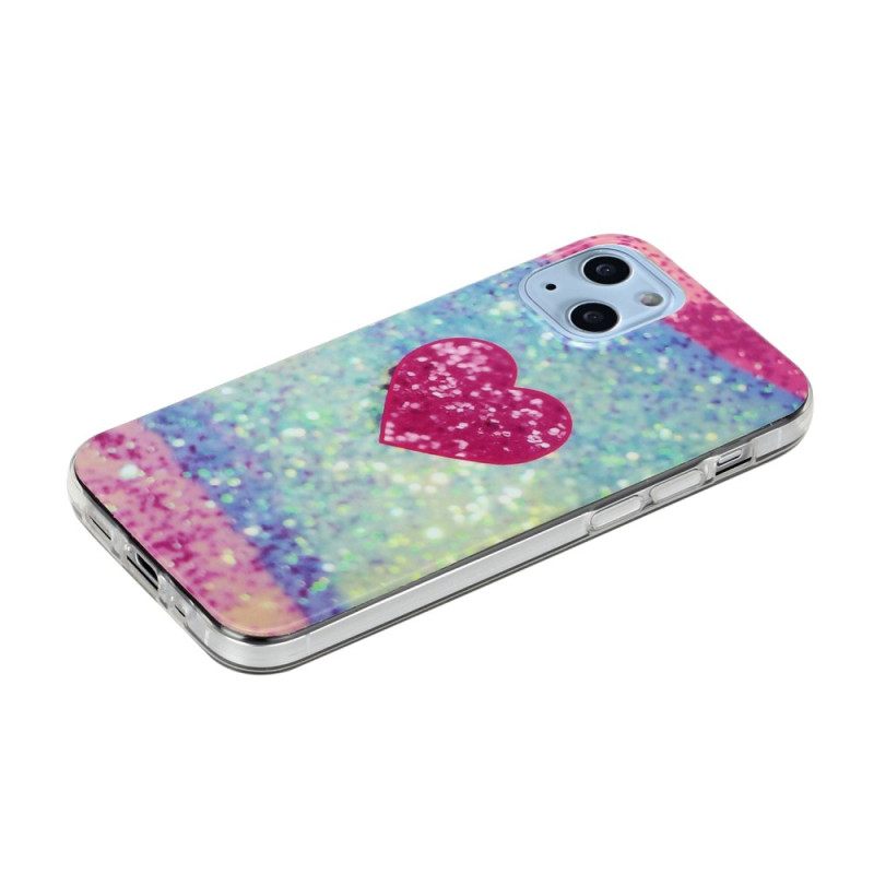 Θήκη iPhone 14 Glitter Heart