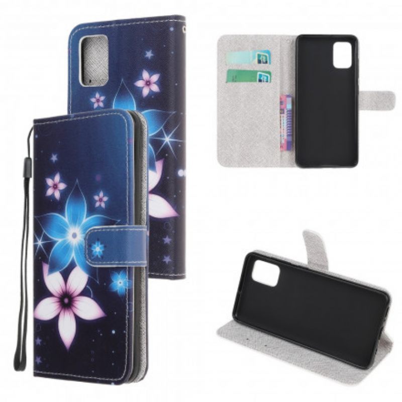 Θήκη Flip Samsung Galaxy A32 5G με κορδονι Λουλούδια Lunar Strap