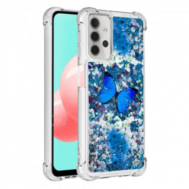 Θήκη Samsung Galaxy A32 5G Glitter Blue Butterflies