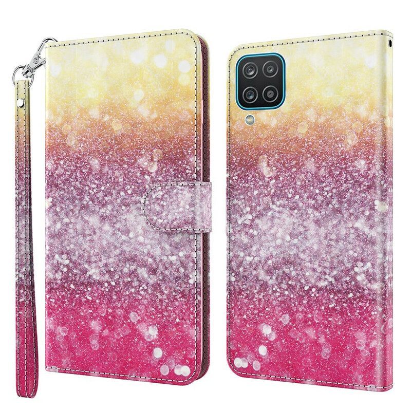 δερματινη θηκη Samsung Galaxy M12 / A12 Magenta Glitter Gradient