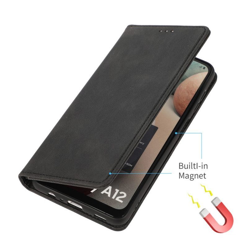 θηκη κινητου Samsung Galaxy M12 / A12 Θήκη Flip Εφέ Silky Touch Leather