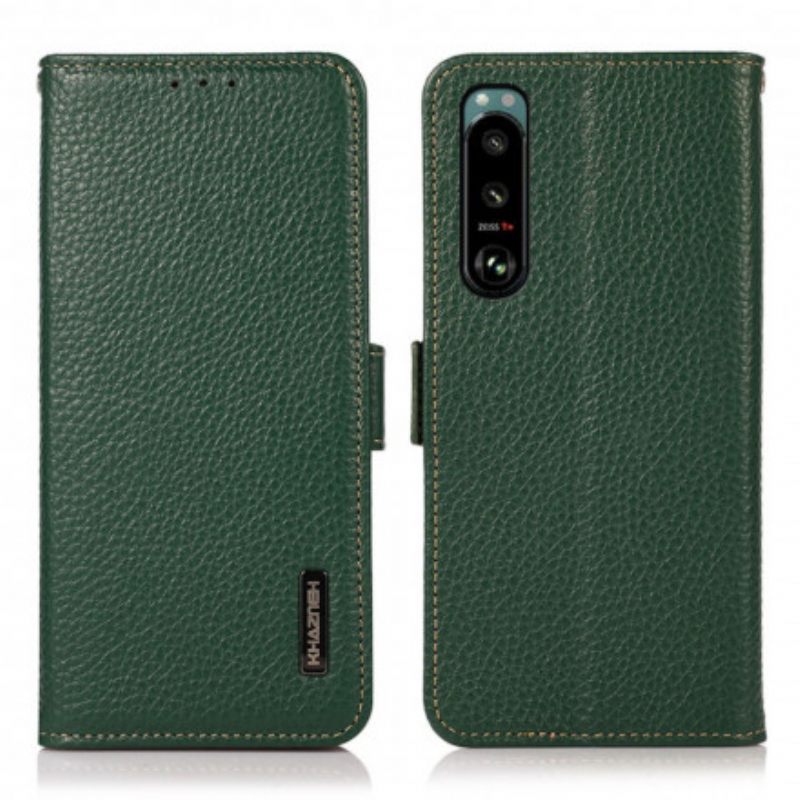 Κάλυμμα Sony Xperia 5 III Litchi Leather Khazneh Rfid