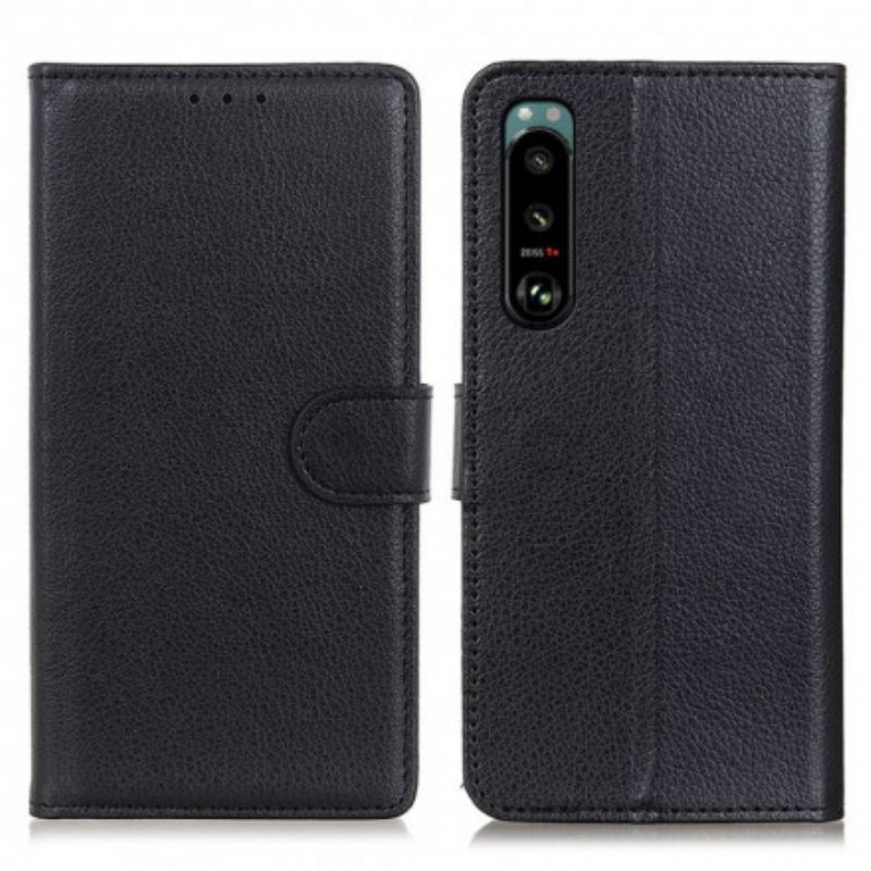 Κάλυμμα Sony Xperia 5 III Litchi Traditional Faux Leather