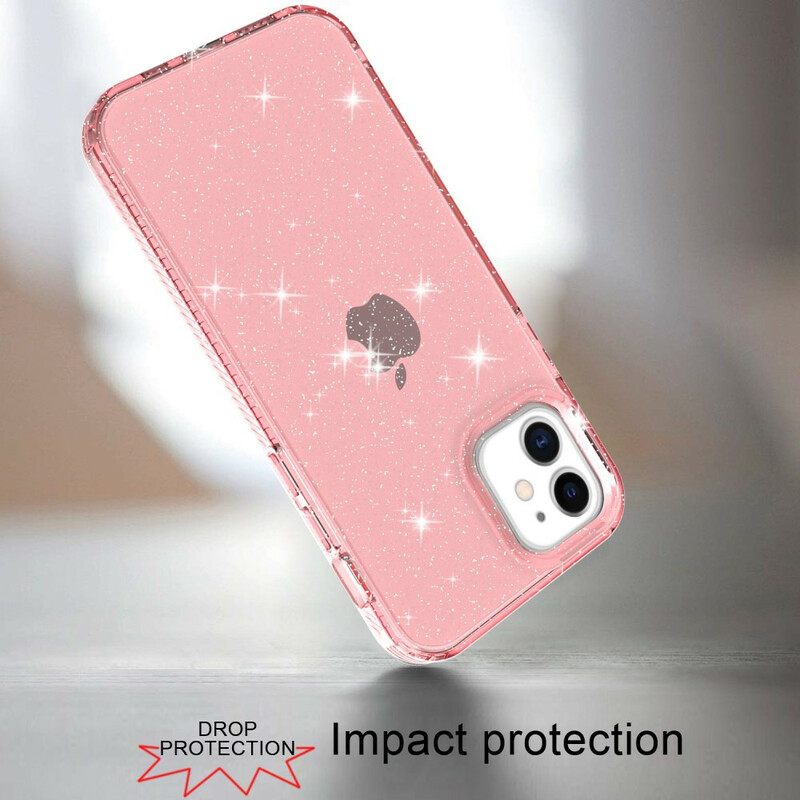 Θήκη iPhone 12 / 12 Pro Clear Glitter Ενισχυμένο