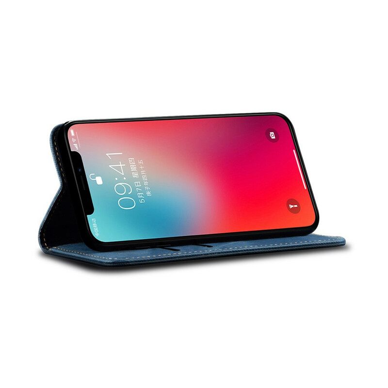 θηκη κινητου iPhone 12 / 12 Pro Θήκη Flip Υφή Τζιν Από Ψεύτικο Δέρμα