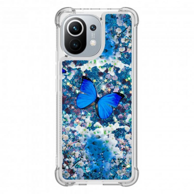 θηκη κινητου Xiaomi Mi 11 5G Glitter Blue Butterflies