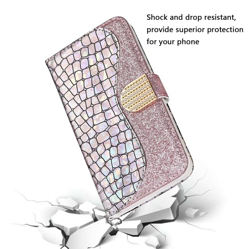 δερματινη θηκη iPhone XR Croco Diamonds