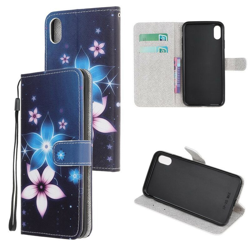 δερματινη θηκη iPhone XR με κορδονι Lunar Strap Flowers