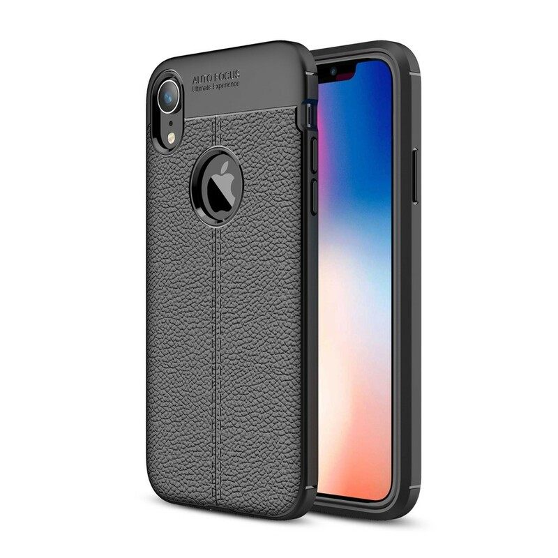 Θήκη iPhone XR Δερμάτινο Εφέ Litchi Διπλής Γραμμής