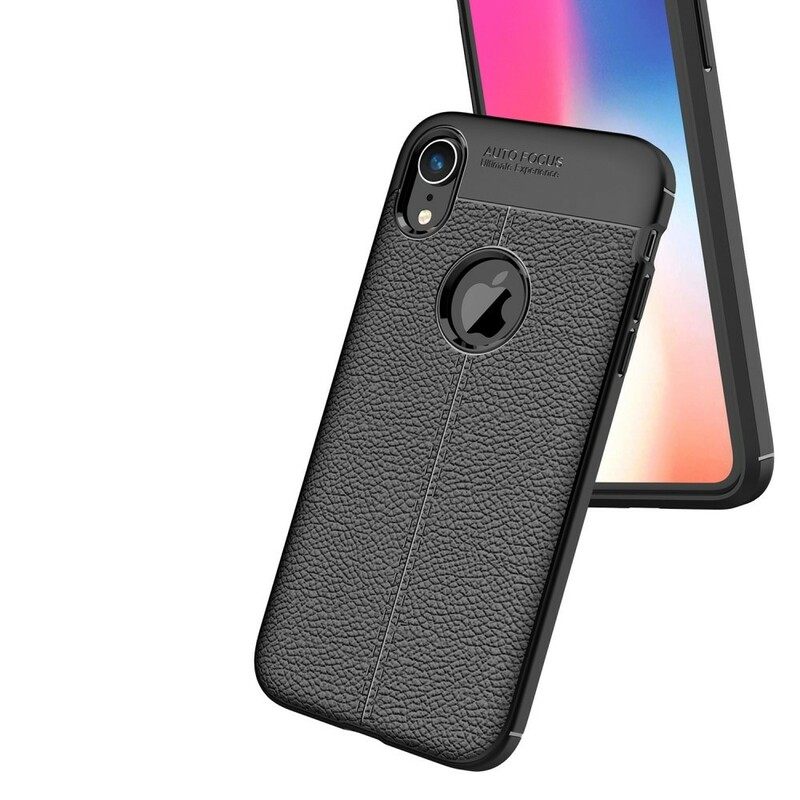 Θήκη iPhone XR Δερμάτινο Εφέ Litchi Διπλής Γραμμής