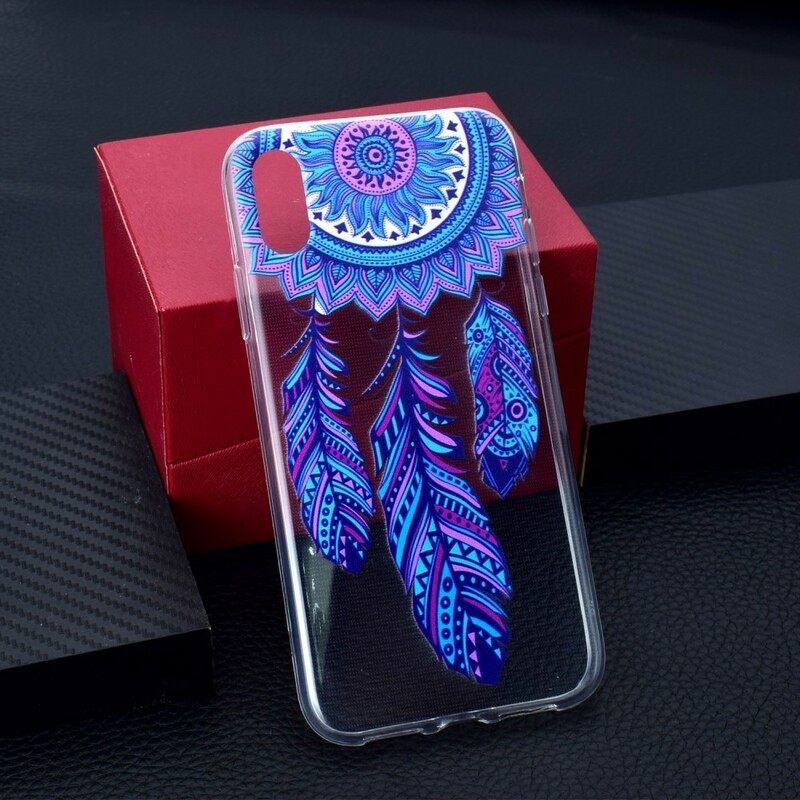 Θήκη iPhone XR Διαφανή Dream Catcher Blue Feathers