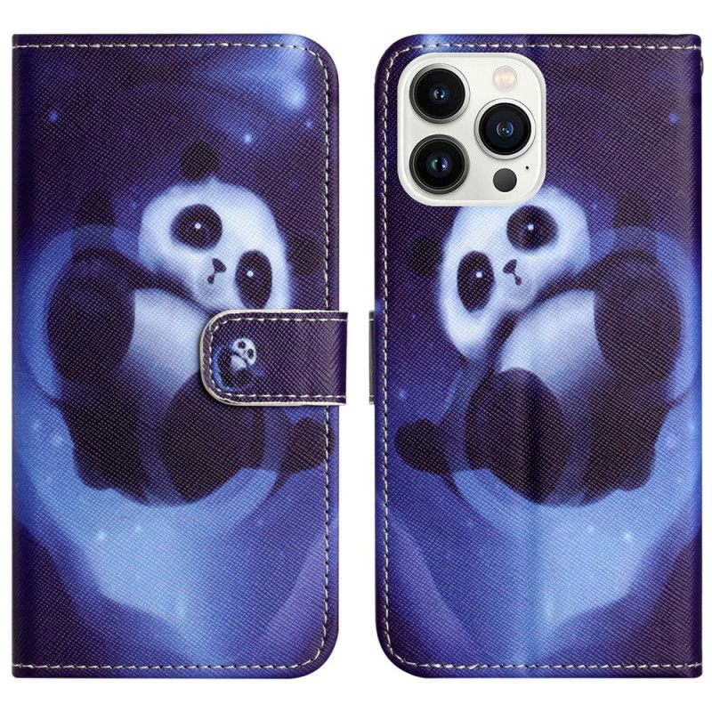 Δερματινη Θηκη iPhone 16 Pro Max Space Panda Strap