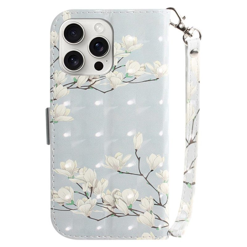 Δερματινη Θηκη iPhone 16 Pro Max Strap Magnolias