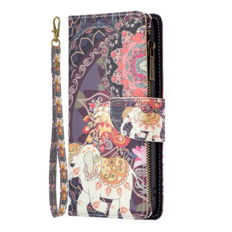 Δερματινη Θηκη iPhone 16 Pro Max Tribal Elephant Wallet With Strap Σιλικόνης