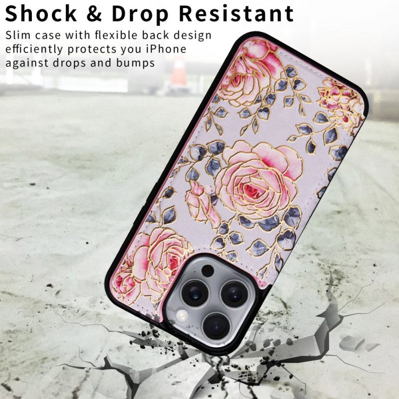 Κάλυμμα iPhone 16 Pro Max Rfid Blocking Floral Card Holder