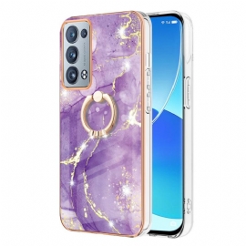 Θήκη Oppo Reno 6 Pro 5G Μοτίβο Από Μάρμαρο Και Χρυσό Νήμα Με Δαχτυλίδι