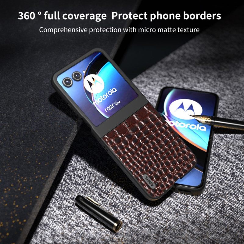 Κάλυμμα Motorola Razr 50 Abeel Crocodile Style Leather