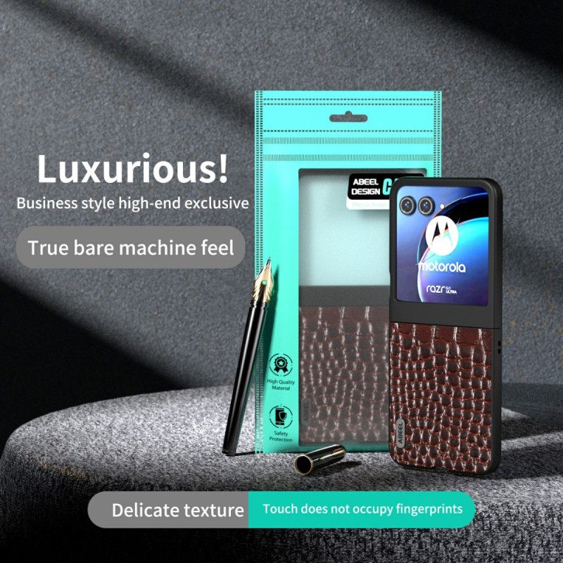 Κάλυμμα Motorola Razr 50 Abeel Crocodile Style Leather